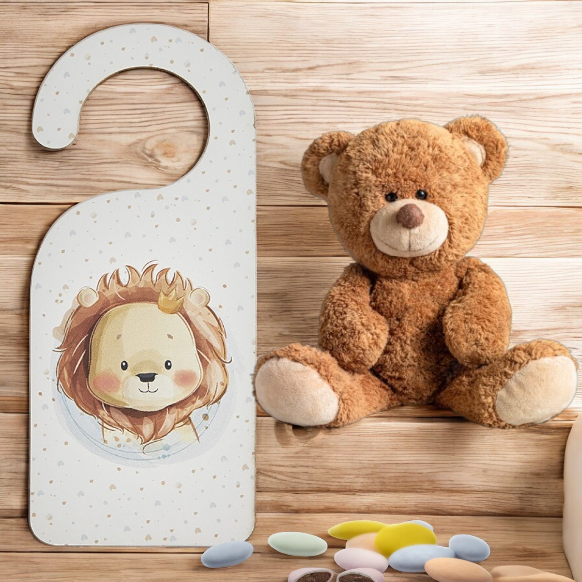Baptism favor wooden door decoration lion - 1
