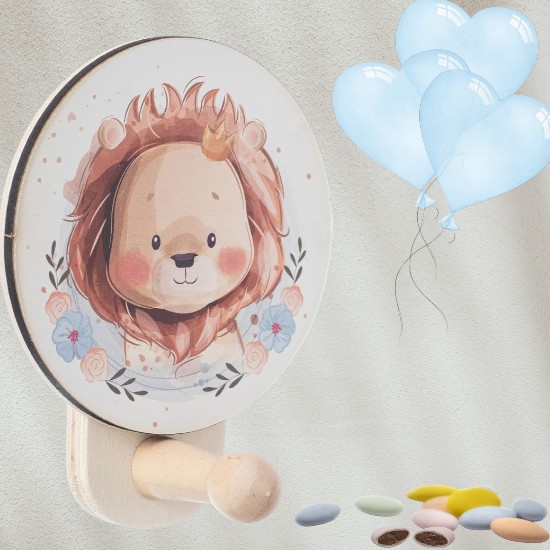 Baptism favor wooden hanger Lion - 