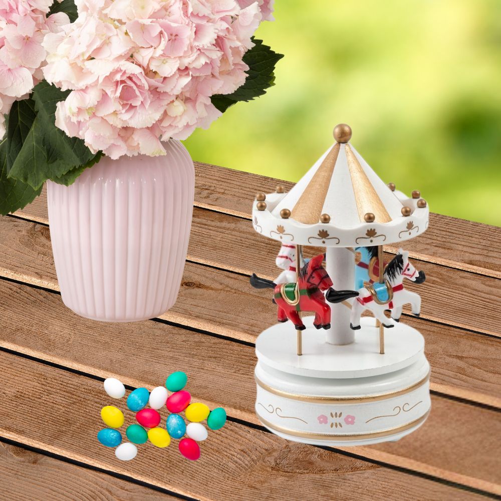 Christening favor – Wooden Musical Carousel - 1