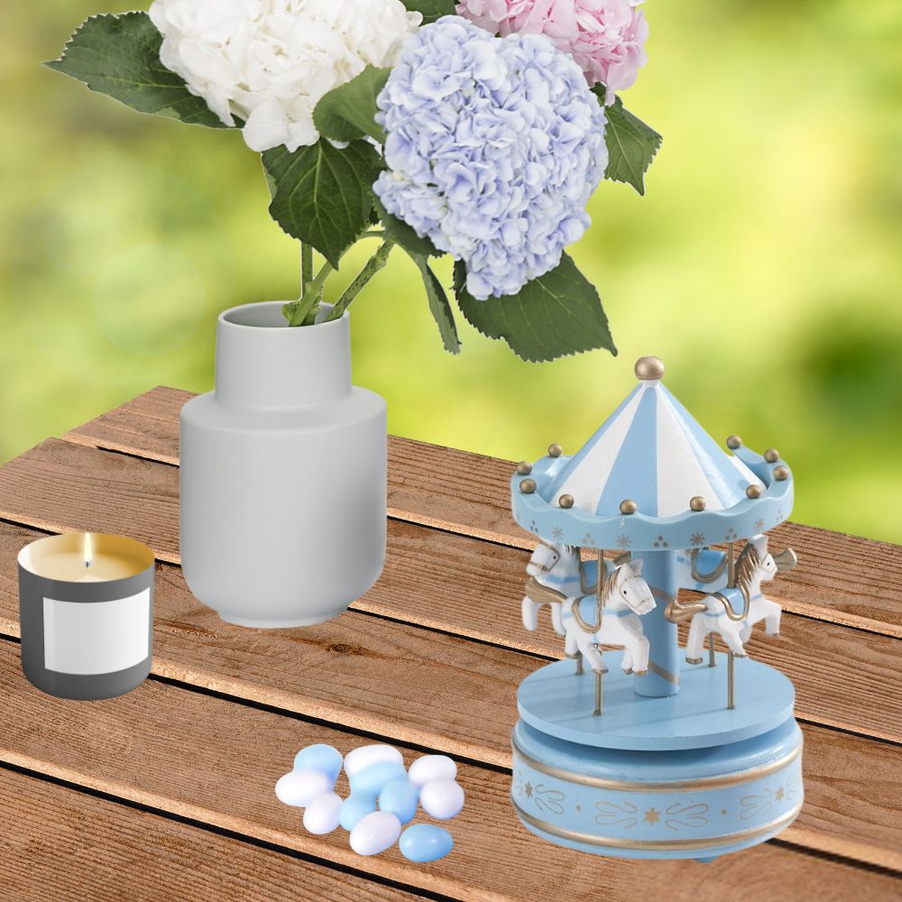 Christening favor – Wooden Musical Carousel - 1