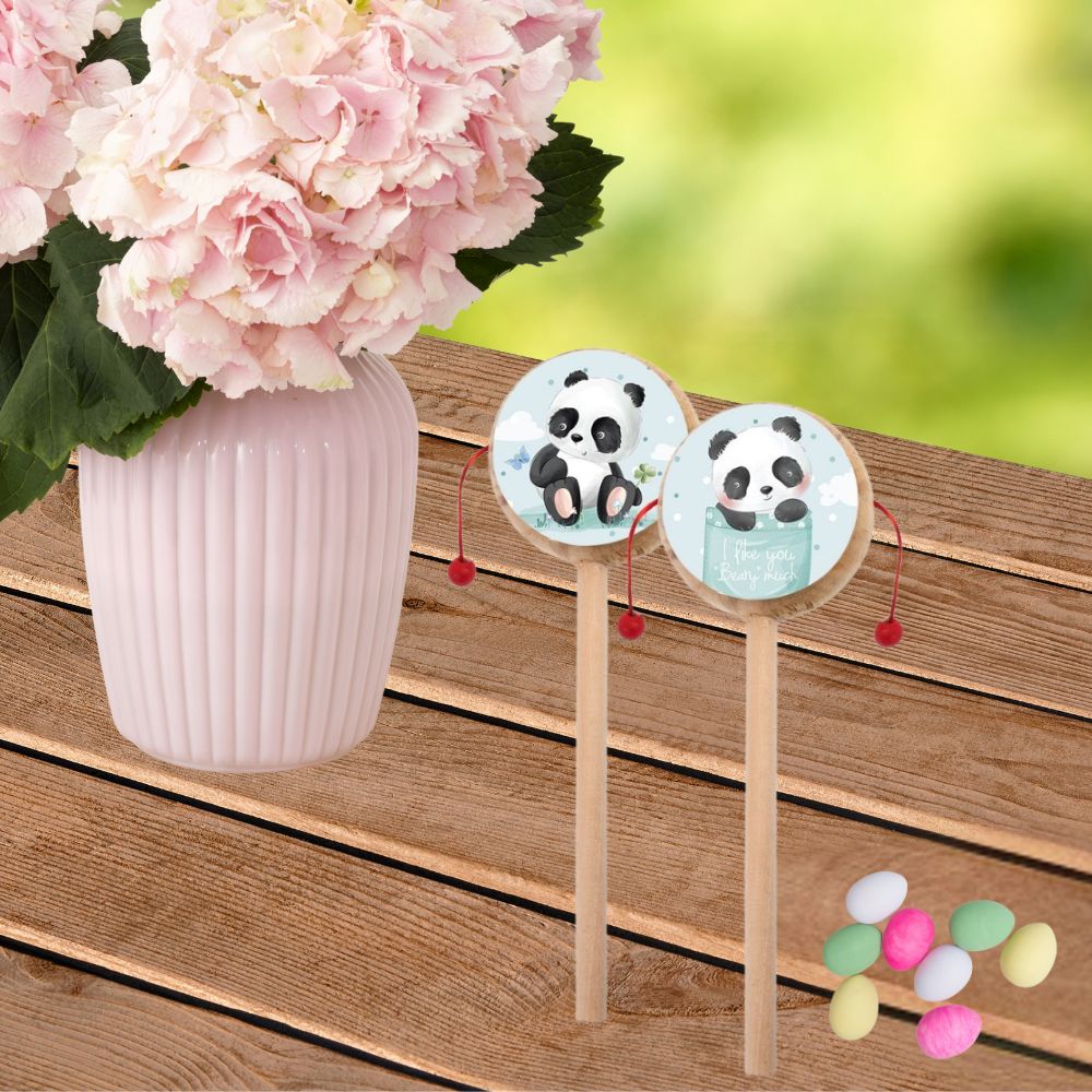 Baptism Favor – Wooden Panda Tambourine (20pcs) - 1