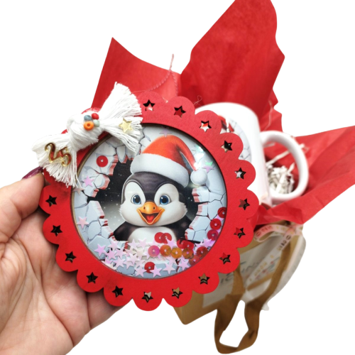Christmas Gift Set: Mug, Handmade Coaster, and Christmas tree Ornament - 3
