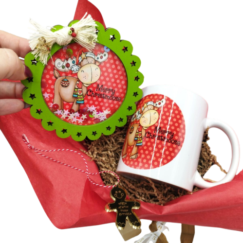 Christmas Gift Set: Mug, Handmade Coaster, and Christmas Tree Ornament - 2