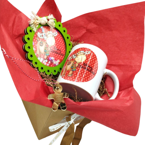 Christmas Gift Set: Mug, Handmade Coaster, and Christmas Tree Ornament - 4