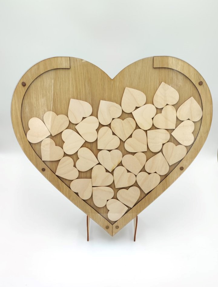 Wooden wish box frame heart-shaped with a base  - 2