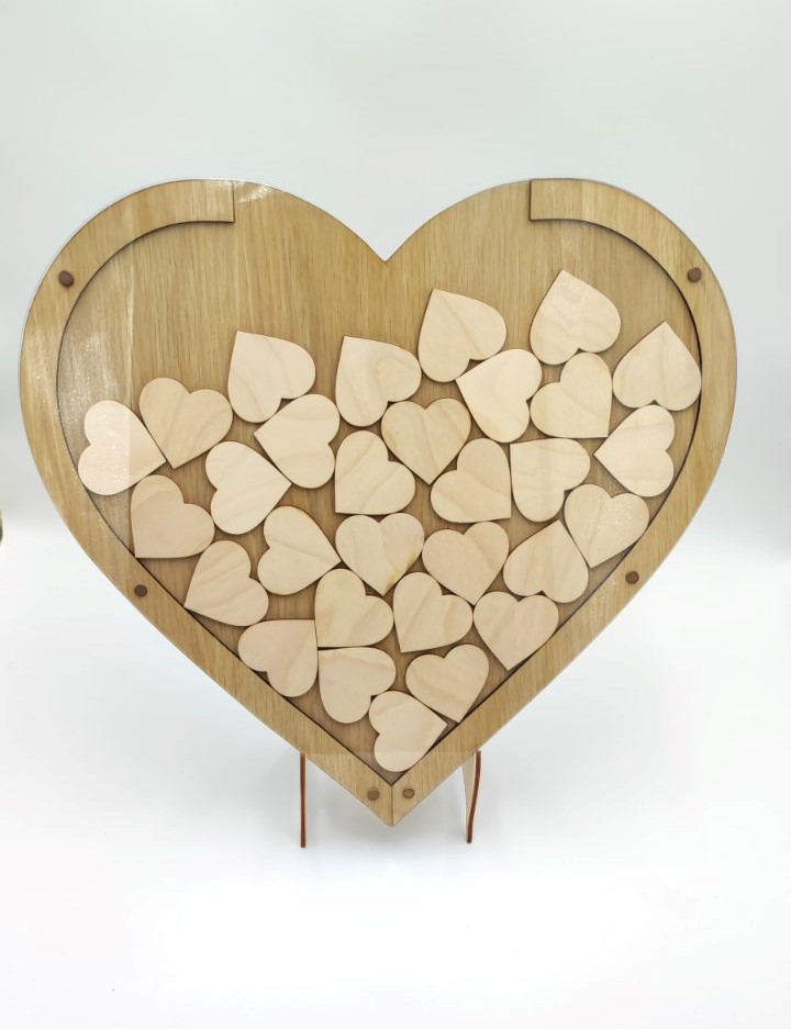 Wooden wish box frame heart-shaped with a base  - 