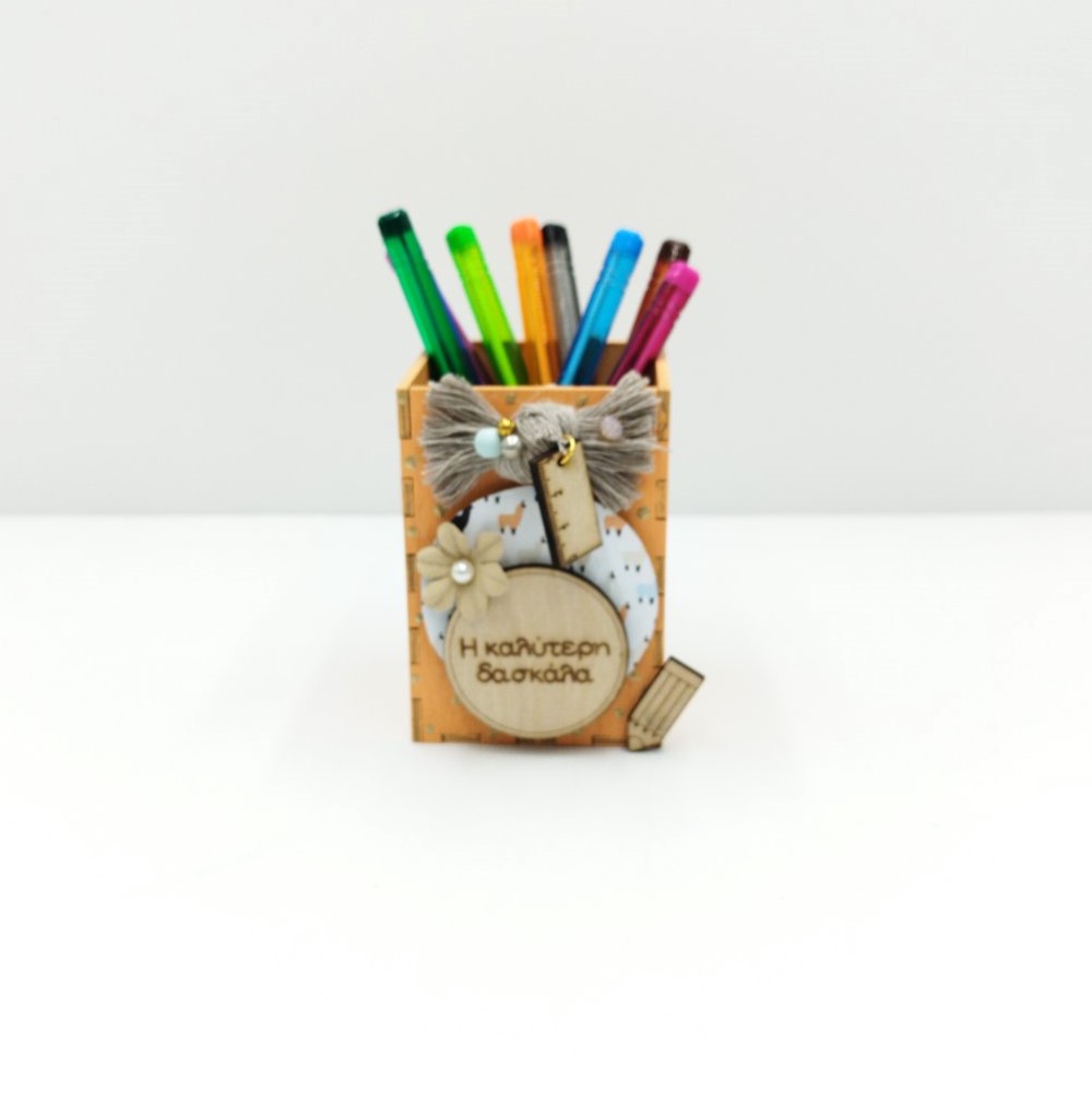 Handmade wooden pencil holder for teacher - 1