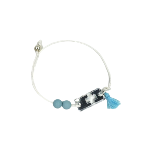 Handmade Christening Bracelet  light blue 50pcs - 1