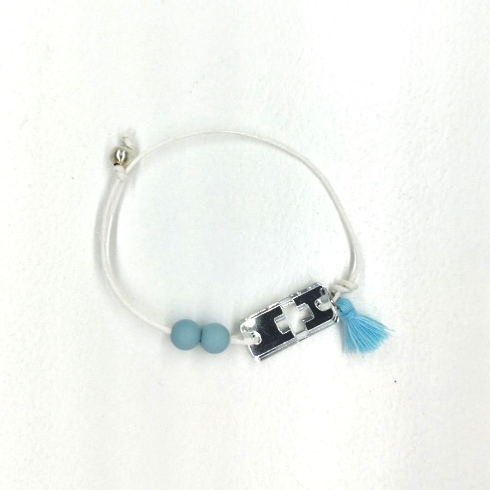 Handmade Christening Bracelet  light blue 50pcs - 2
