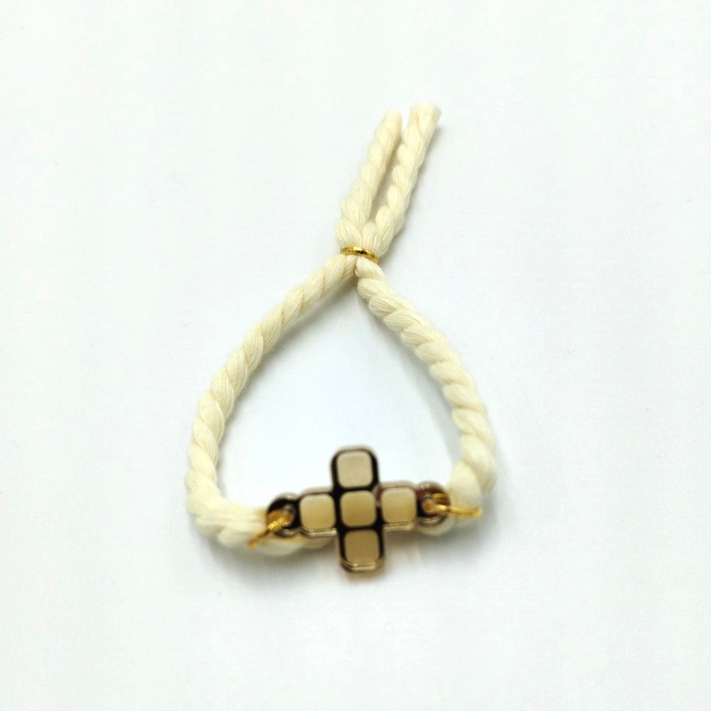 Handmade Christening bracelet made from cotton cord with acrylic cross charm, 50 pieces. - 2