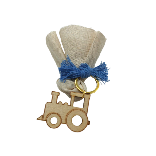 Birth favor with a wooden train element - 1
