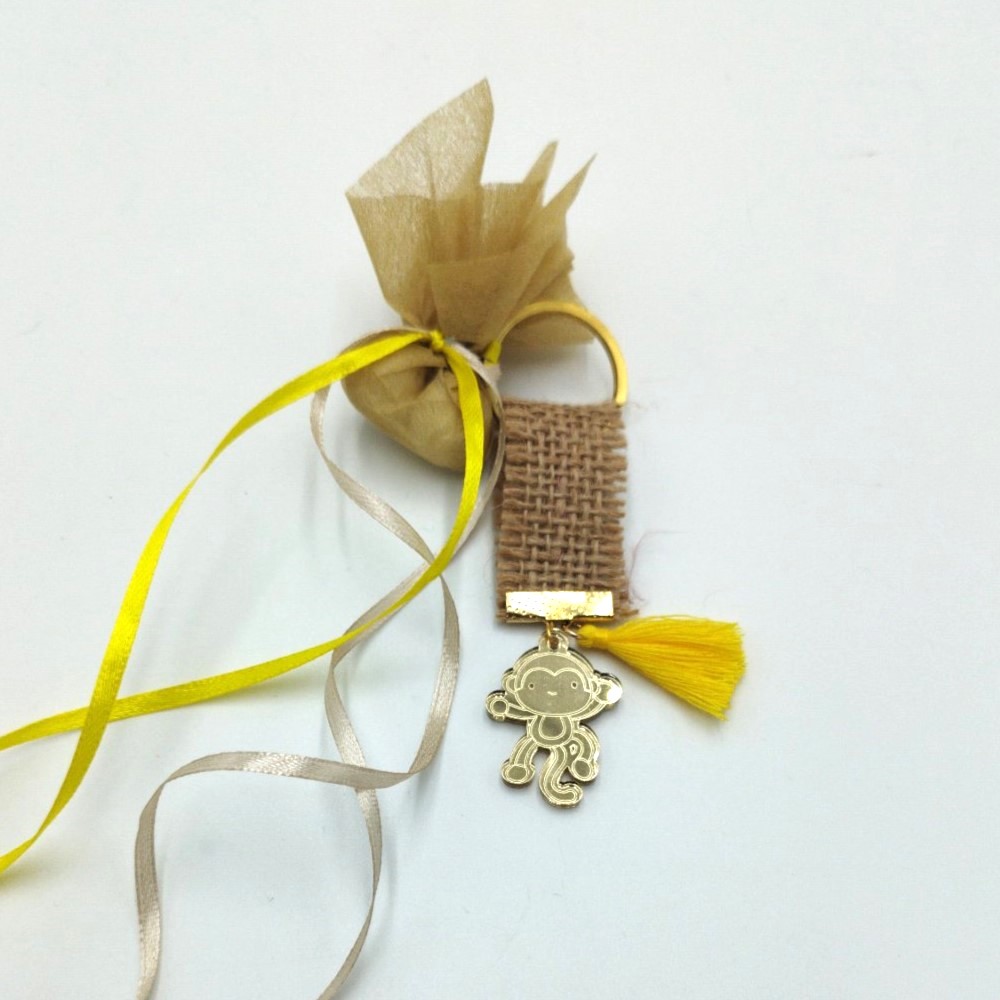 Keychain Favor with Burlap and Plexiglass Monkey - 2