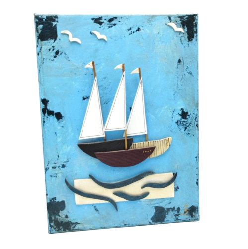 Decorative boat themed frame 3D - 1