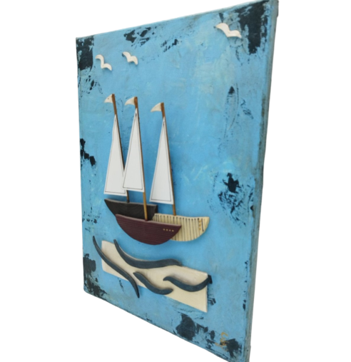 Decorative boat themed frame 3D - 2