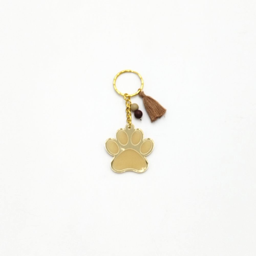 Acrylic Gold Mirror Keychain "Paw Print" - 2