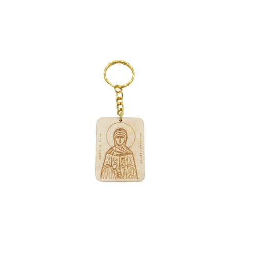 Wooden Keychain with Image of Saint Irene Chrysovalantou - 1