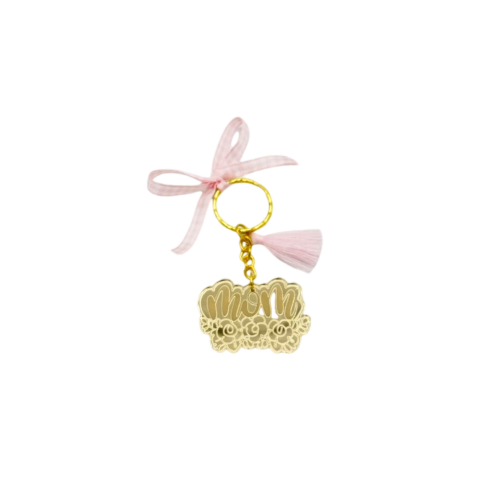 Gold mirror plexiglass keychain 