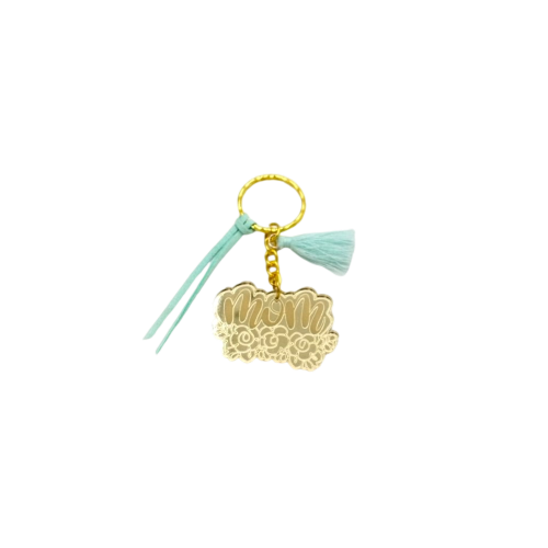 Gold mirror plexiglass keychain 