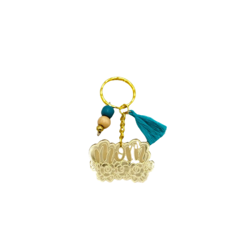 Gold mirror plexiglass keychain 