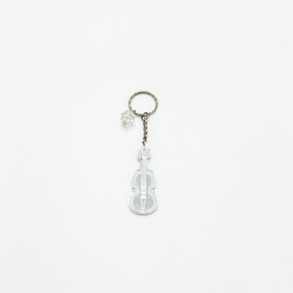 Violin Keychain in Silver Mirror Acrylic