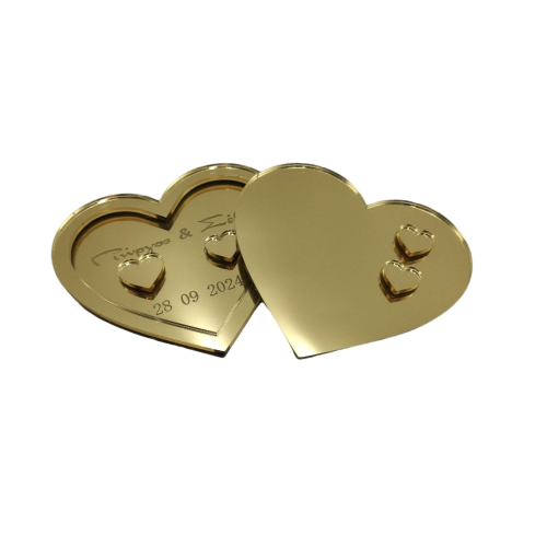 Heart-shaped Gold Mirror Acrylic Box for Wedding Rings - 1