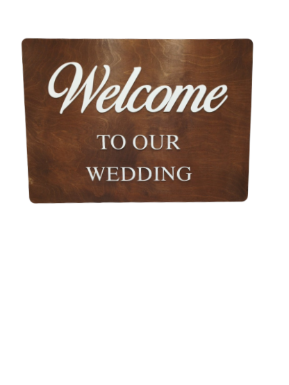 Decorative sign for easel in walnut color, "Welcome to our Wedding" - 1