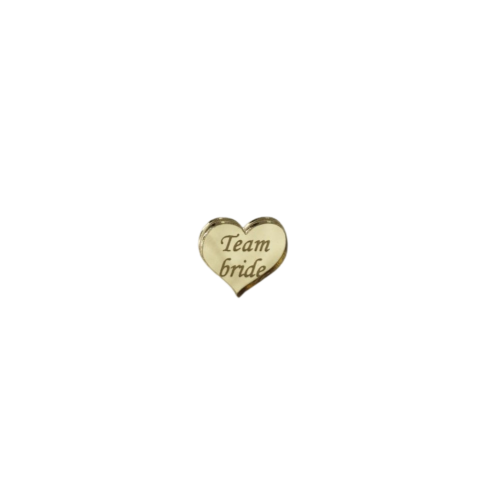 Gold heart shaped plexiglass charm for 'Team Bride' bracelet