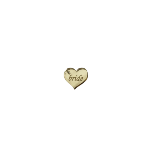 Gold heart shaped plexiglass charm for 'Bride' bracelet - 1