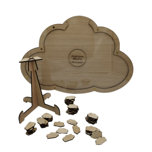 Wooden guestbook with cloud frame and base - 4