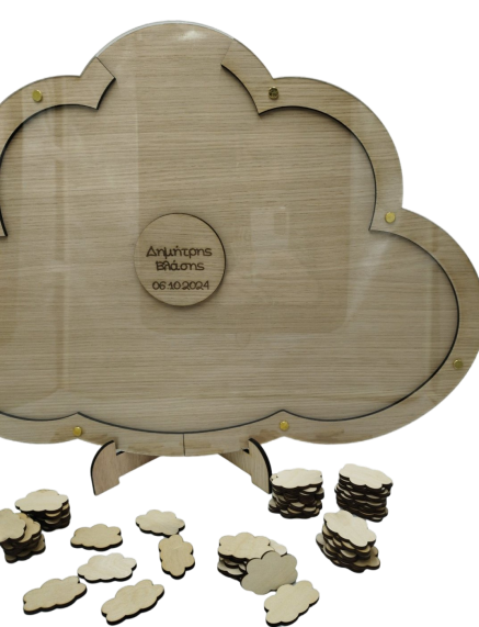 Wooden guestbook with cloud frame and base - 3