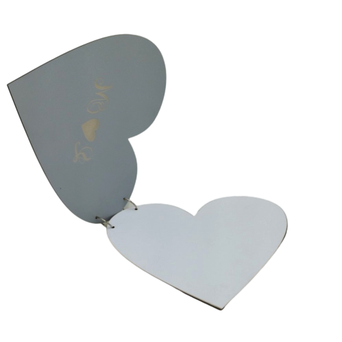 Acrylic gold mirror heart wish book - 3