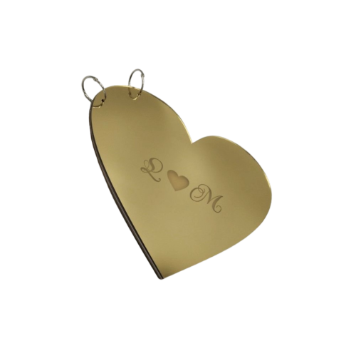 Acrylic gold mirror heart wish book - 2