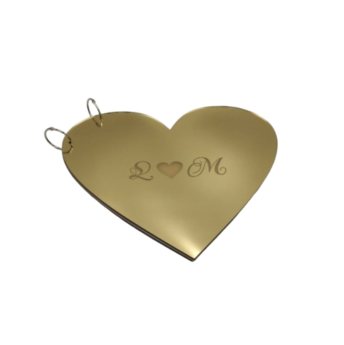 Acrylic gold mirror heart wish book - 