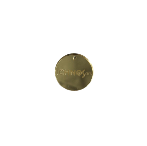 Round Tags with Business Name in Gold Mirror Plexiglass 25pcs - 3cm