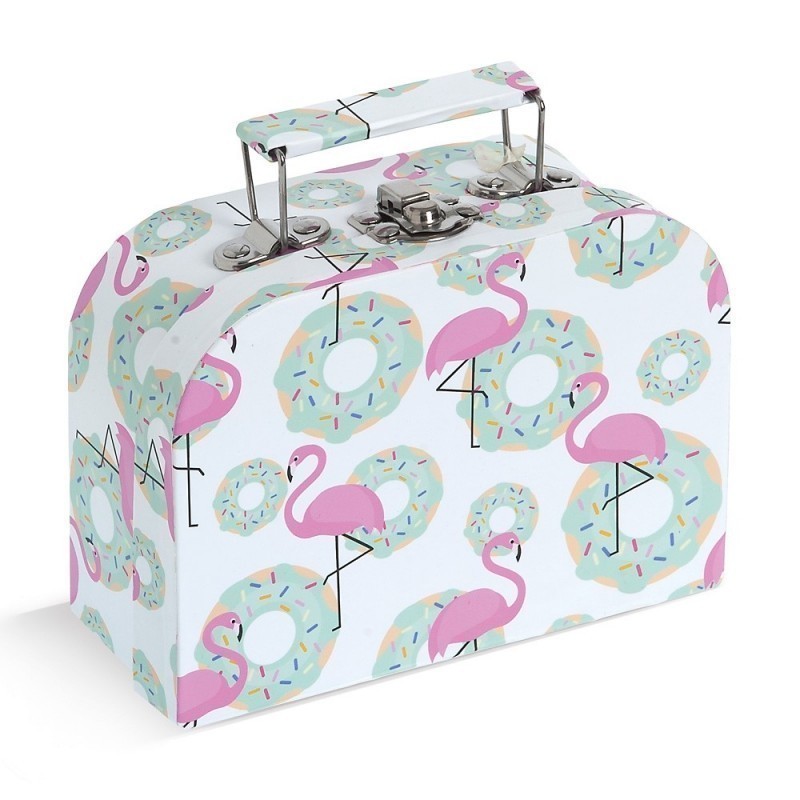 Μπομπονιέρα Βάπτισης Χάρτινο βαλιτσάκι flamingo (12τμχ) - 2