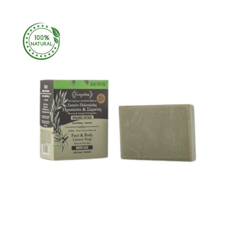 Φυσικό σαπούνι green clay (άργιλος πράσινος ) DETOX 120-140 γρ. - 2