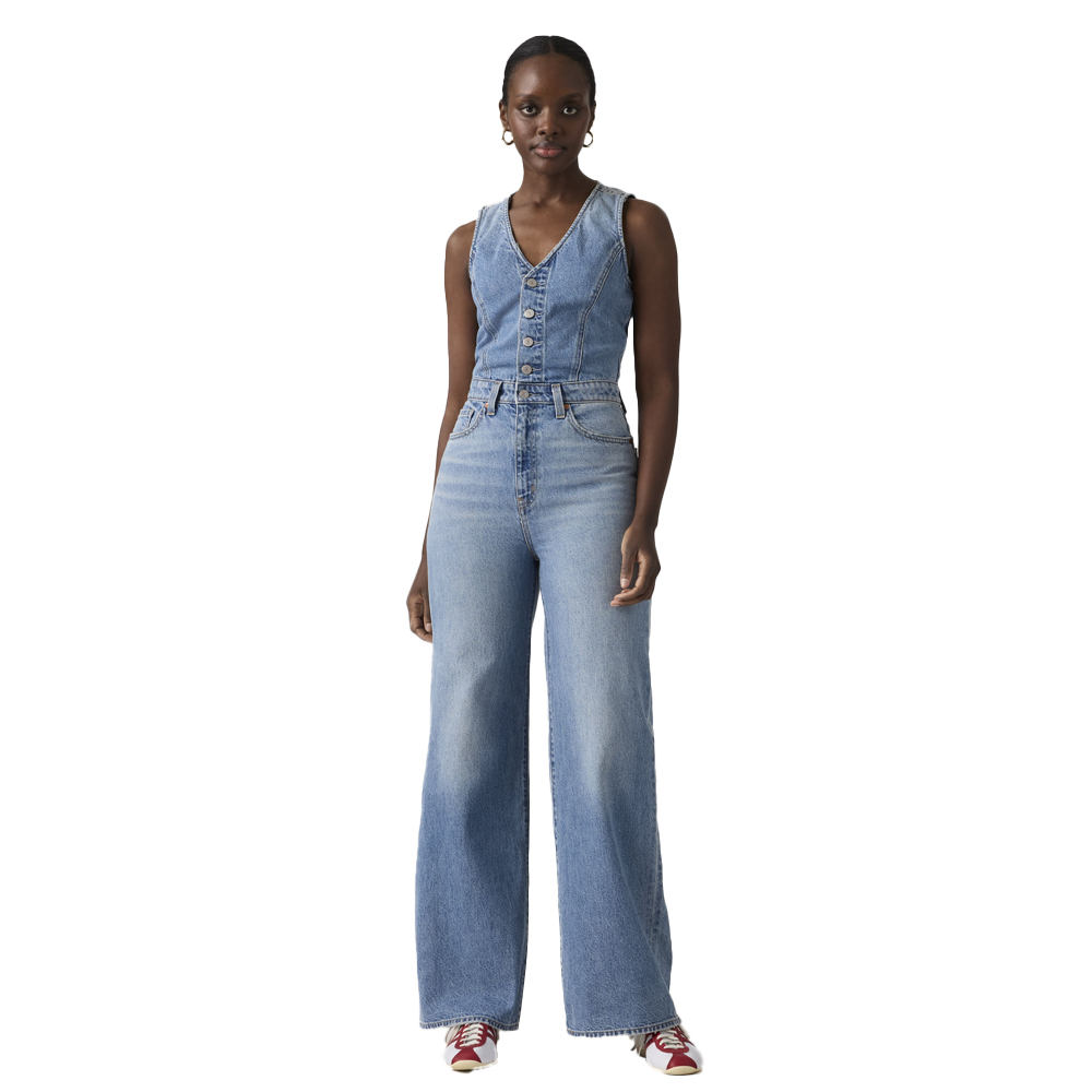 LEVI'S Denim Wide Leg Jumpsuit Γυναικεία Τζιν Ολόσωμη Φόρμα - Μπλε