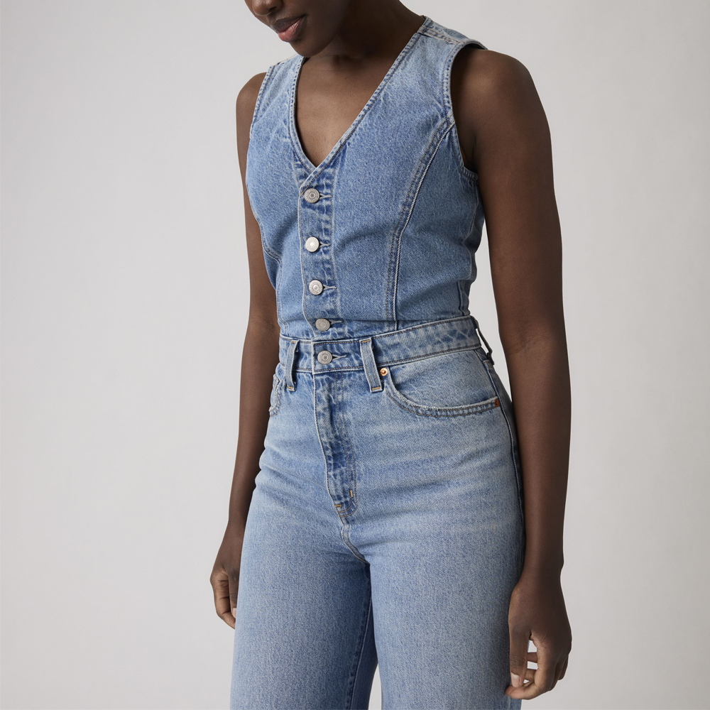 LEVI'S Denim Wide Leg Jumpsuit Γυναικεία Τζιν Ολόσωμη Φόρμα - 4
