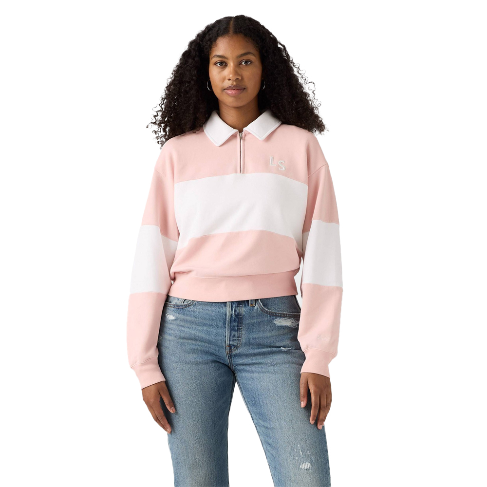 LEVI'S Graphic Banks Quarter Zip Sweatshirt Γυναικείο Φούτερ - Λευκό-Ροζ