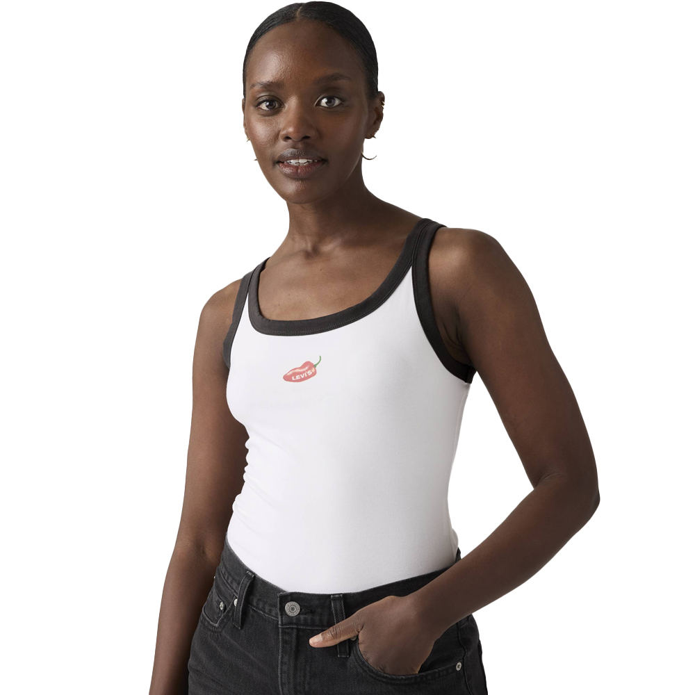 LEVI'S Graphic Essential Sporty Tee Γυναικεία Αμάνικη Μπλούζα - Λευκό-Μαύρο