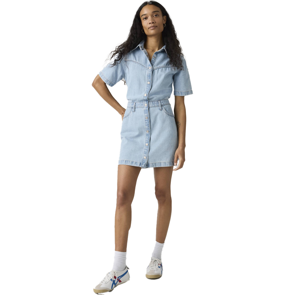 LEVI'S Short Sleeve Logan Western Dress Γυναικείο Τζιν Φόρεμα Μίνι - Μπλε