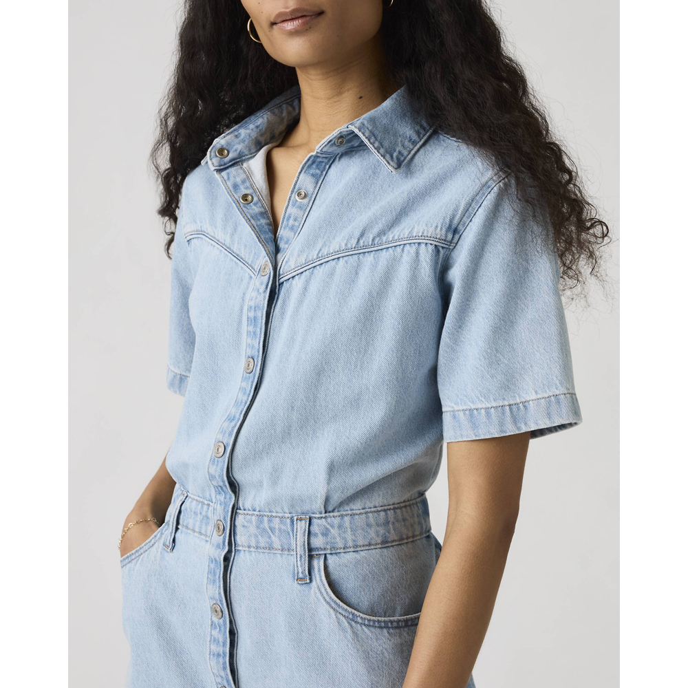LEVI'S Short Sleeve Logan Western Dress Γυναικείο Τζιν Φόρεμα Μίνι - 3