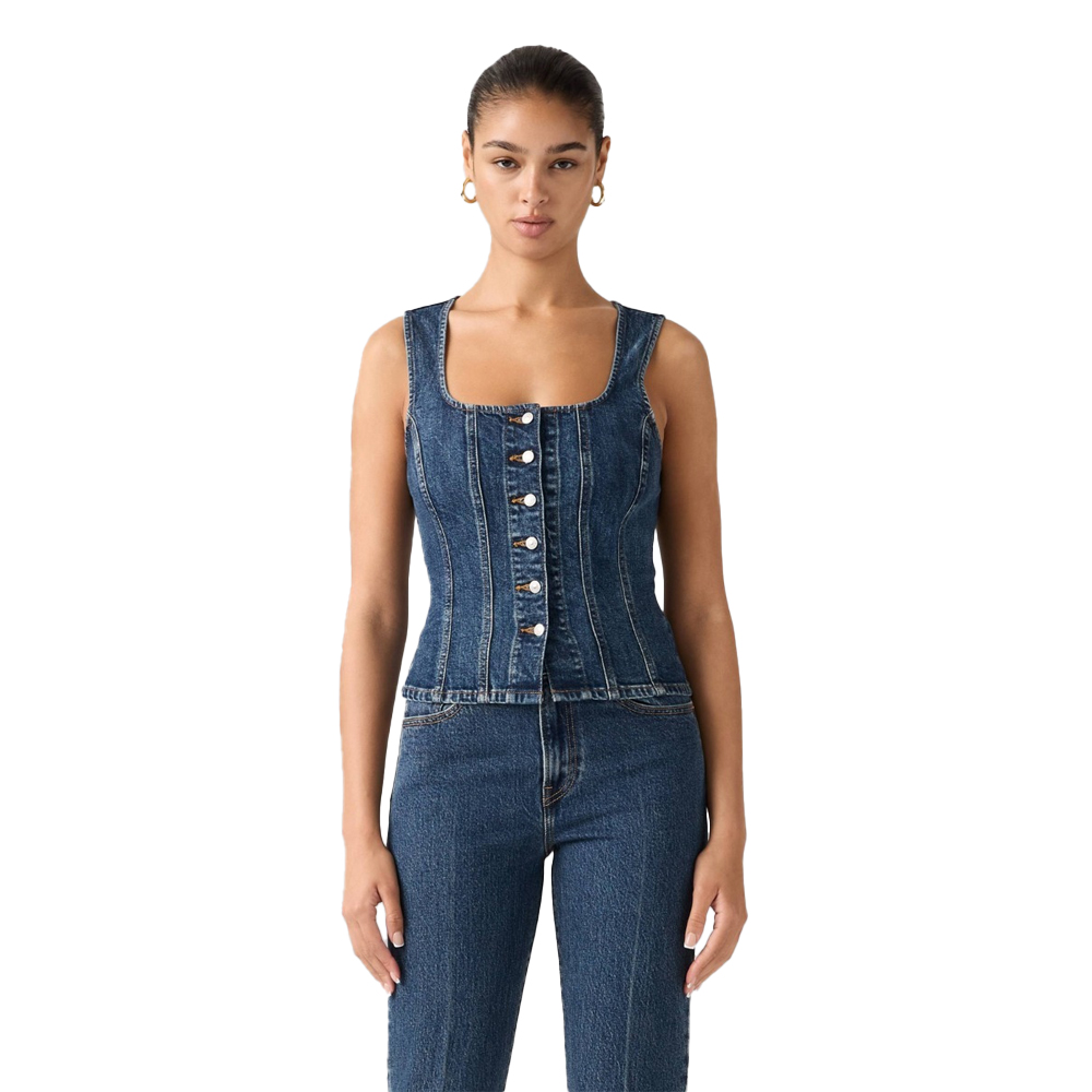 LEVI'S Sculpted Top Γυναικείο ΑμάνικοΤζιν Τοπ - Μπλε