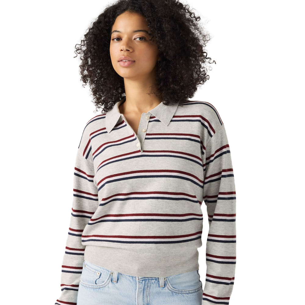 LEVI'S Supersoft Long Sleeve Polo Γυναικείο Πουλόβερ Πόλο - Γκρι