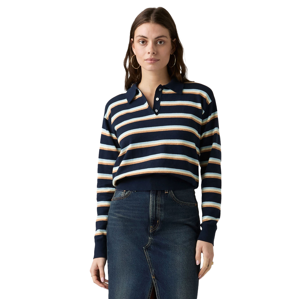 LEVI'S Supersoft Long Sleeve Polo Γυναικείο Πουλόβερ Πόλο - Μπλε