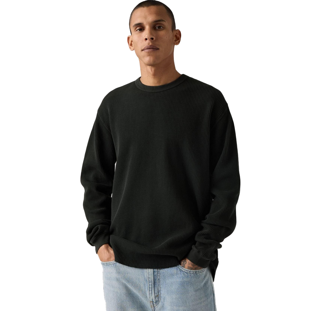 LEVI'S Long Sleeve Relaxed Thermal Tee Ανδρική Μακρυμάνικη Μπλούζα - Μαύρο
