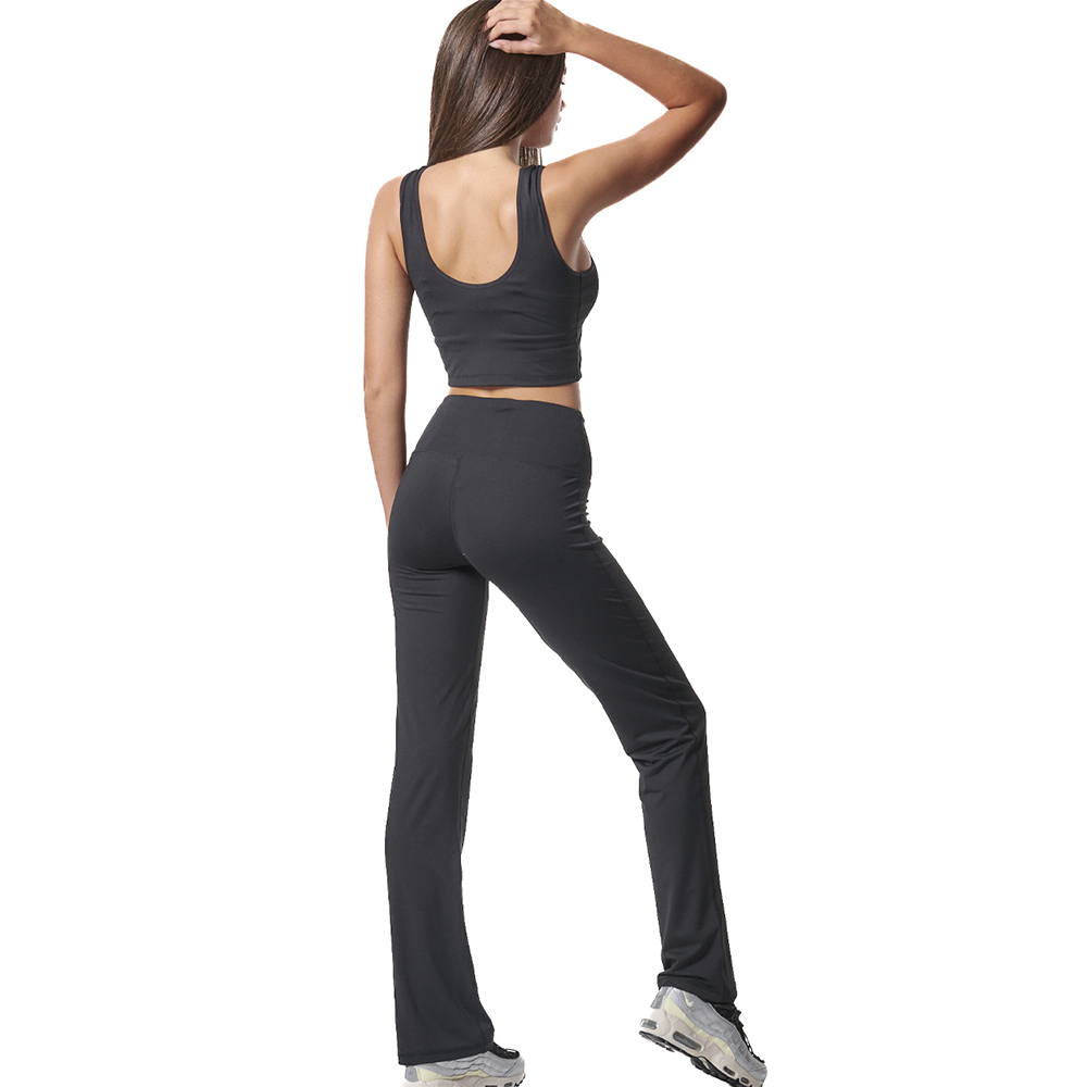 BODY ACTION Women's High Waisted Wide-Leg Leggings Γυναικείο Ψηλόμεσο Κολάν Καμπάνα - 2