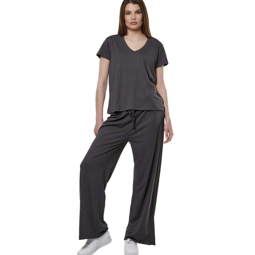 BODY ACTION Wide-Leg Pants Γυναικείο Παντελόνι Φόρμας  - Γκρι