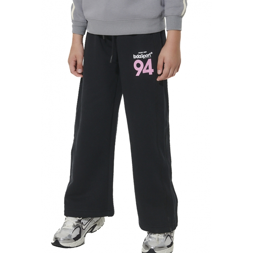 BODY ACTION Girl's Wide - Leg  Fleece Trousers Παιδικό Παντελόνι Φόρμας - Μαύρο