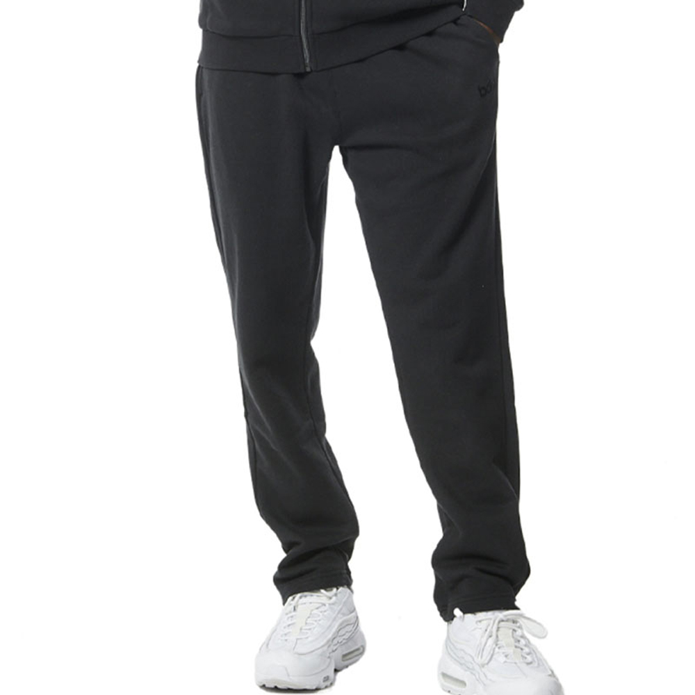 BODY ACTION Men's Fleece Openleg Sweatpants Αντρικό Παντελόνι Φόρμας - Μαύρο